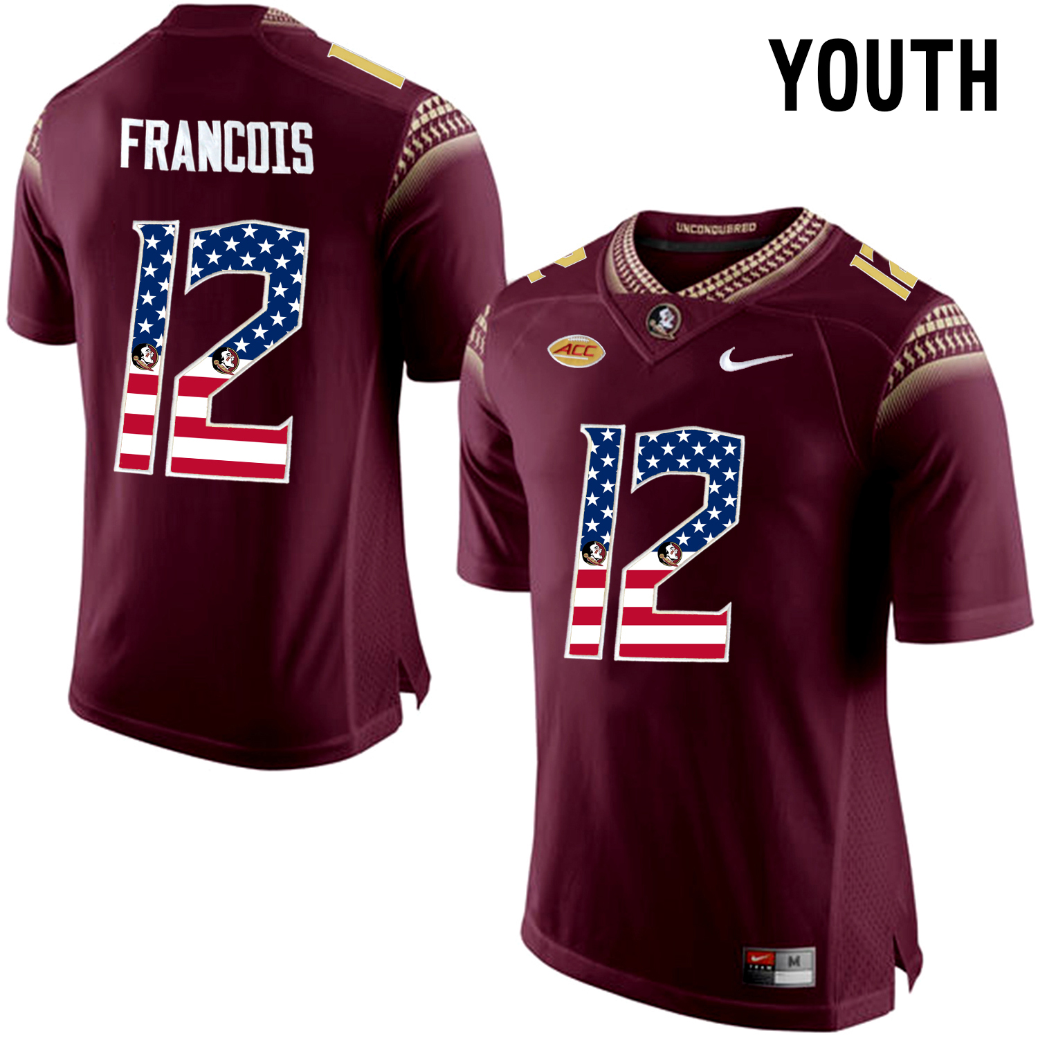 US Flag Fashion Youth Florida State Seminoles Deondre Francois #12 College Football Jersey  Red